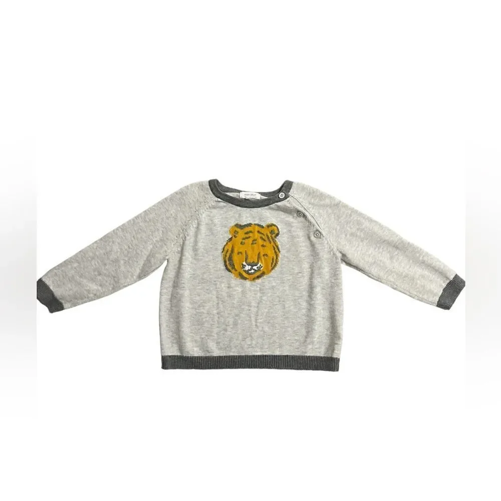 Angel Dear Baby Tiger Gray Yellow Sweater, 18-24 months